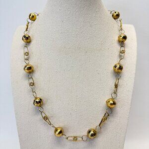 Folk Art Mexican Wedding Filigree Necklace Gold-Tone Vintage Delicate